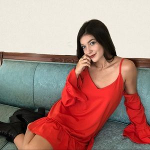 Beautiful orange Super cold shoulder dress! NWT